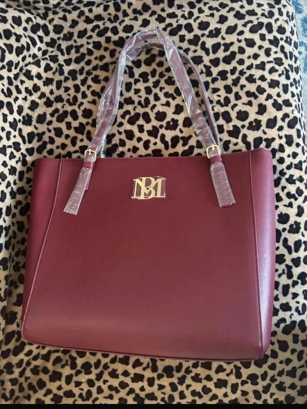 Burgundy Tote Bag with Gold-Tone Hardware – New with Tags